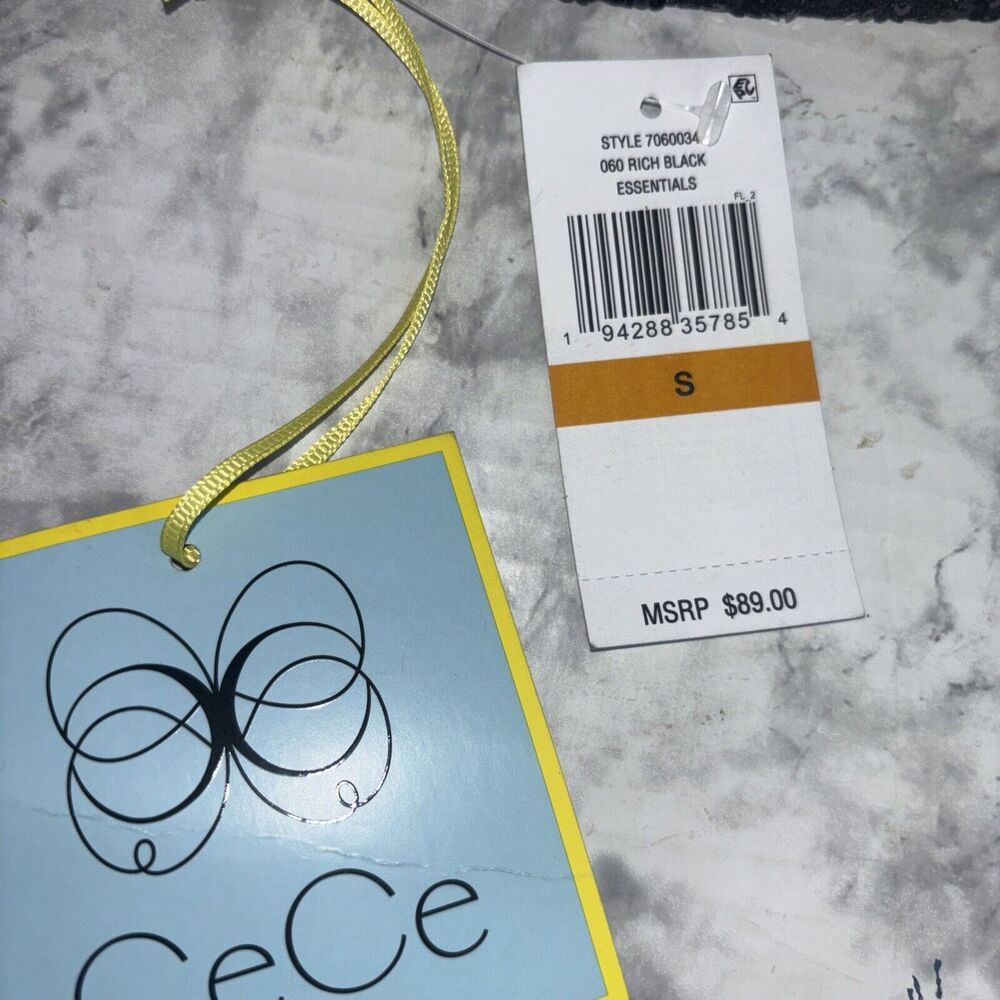 NWT NEW CeCe Rich Black Sequin Long Sleeve Dressy Party Top Size S - Picture 11 of 15